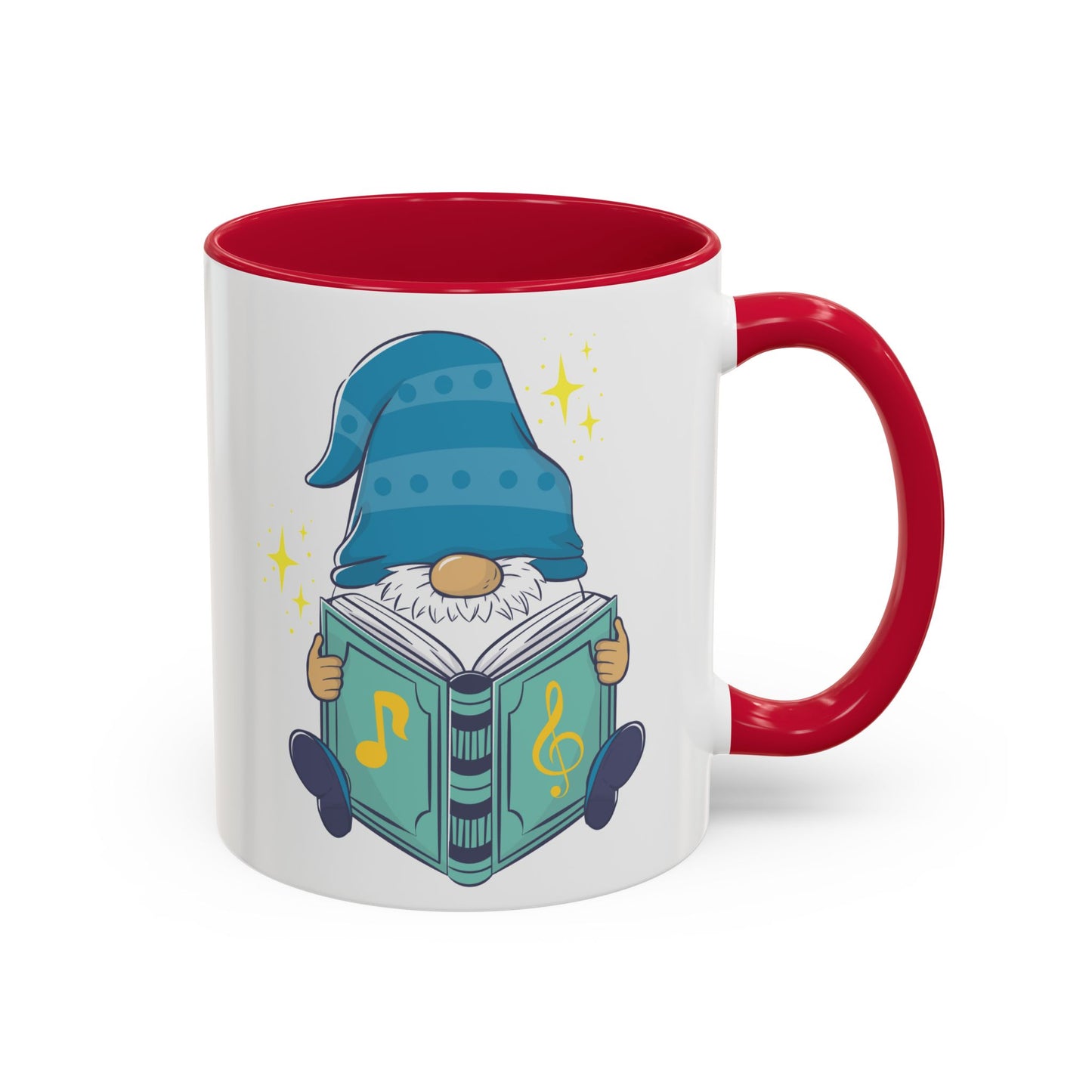 Whimsical Gnome & Music Book Mug - Brew Your Story | Ceramic Coffee & Tea Cup (11oz/15oz) 11oz Red