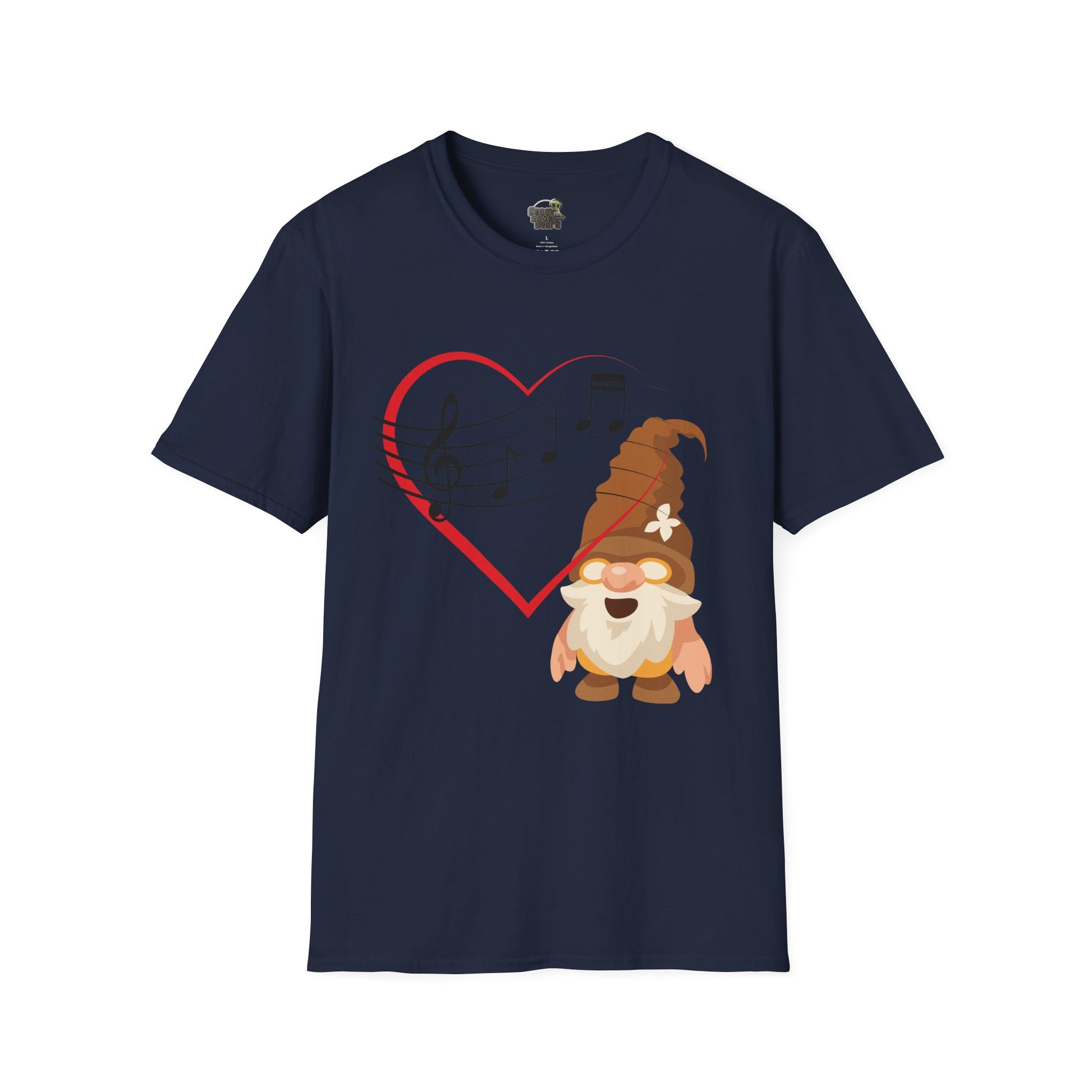 Heart of Music Gnome Unisex T-Shirt: Melodies & Magic Navy