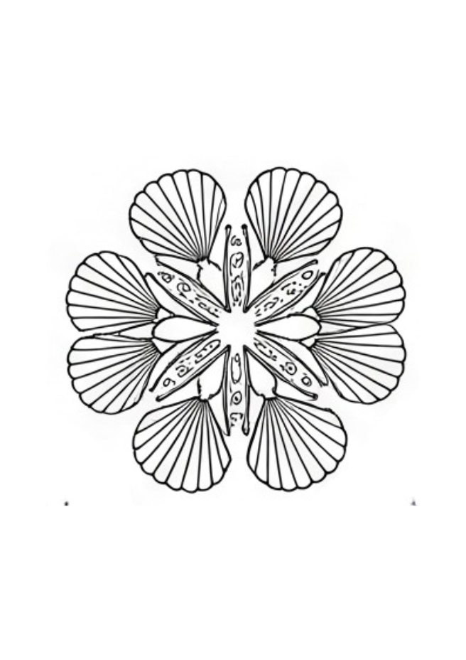 Intricate hand-drawn mandala coloring page for kids from the Cosmic Zen digital album by From Space Store.