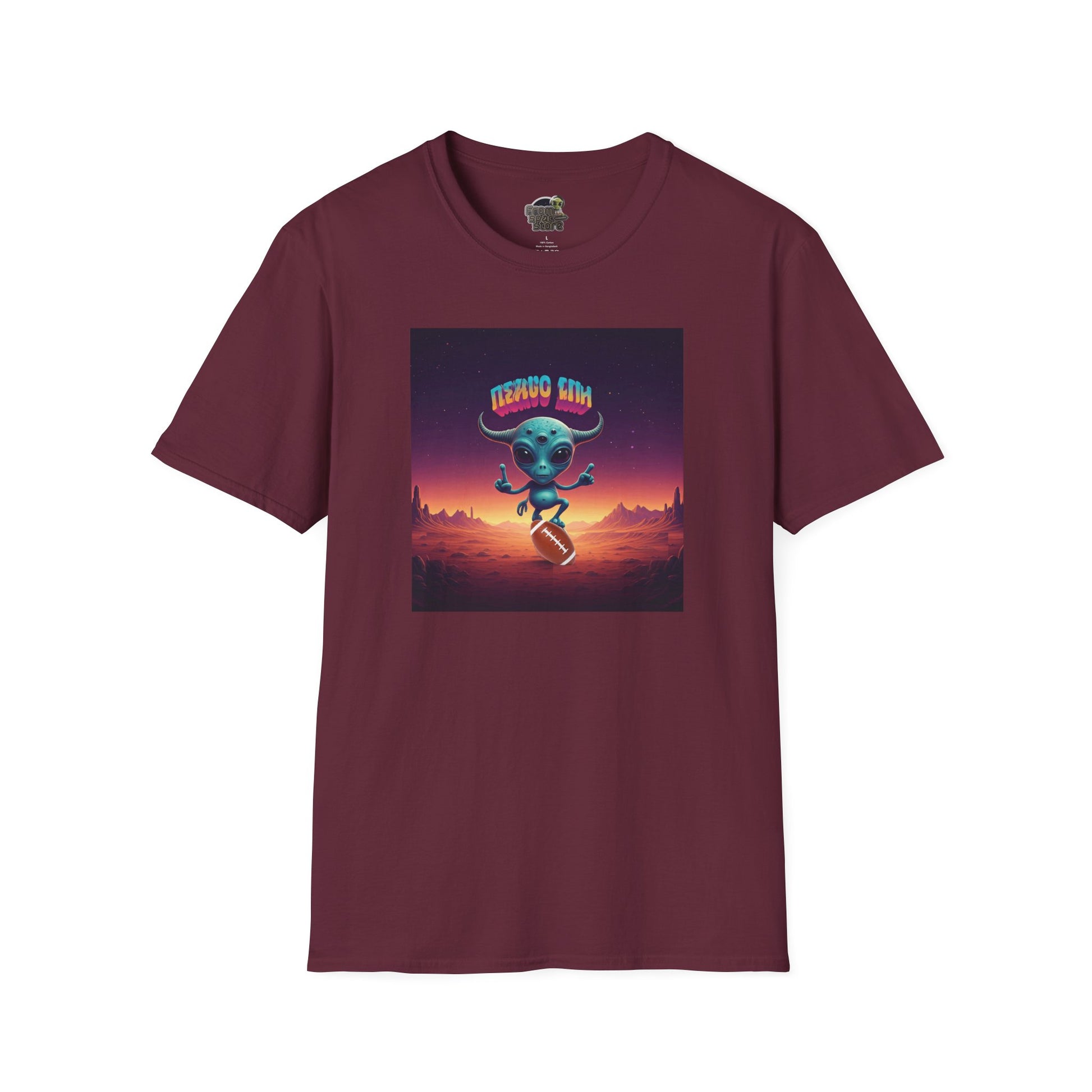 Maroon Alien football player unisex t-shirt