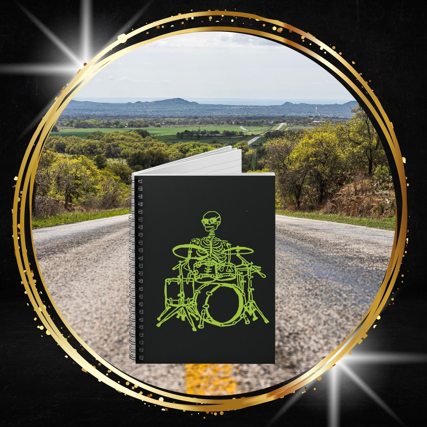 Metal Skeleton Fluo Spiral Notebook - Drum Up Your Ideas!