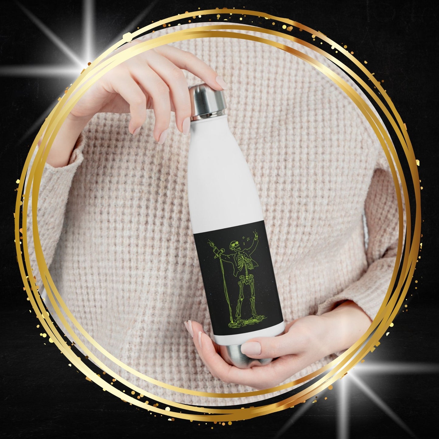 Frontman Skeleton Water Bottle | Neon Rockstar Gift