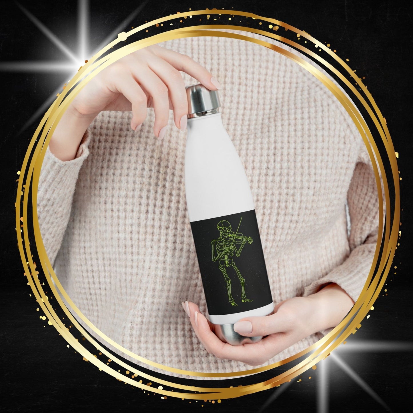 Skeleton Violinist Water Bottle | Fluo Gothic Music Gear