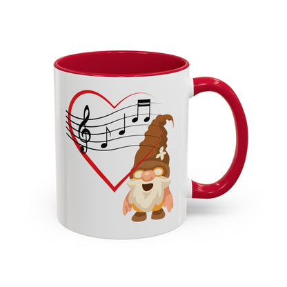 Melodious gnome heartbeat red mug next to a pair of professional headphones