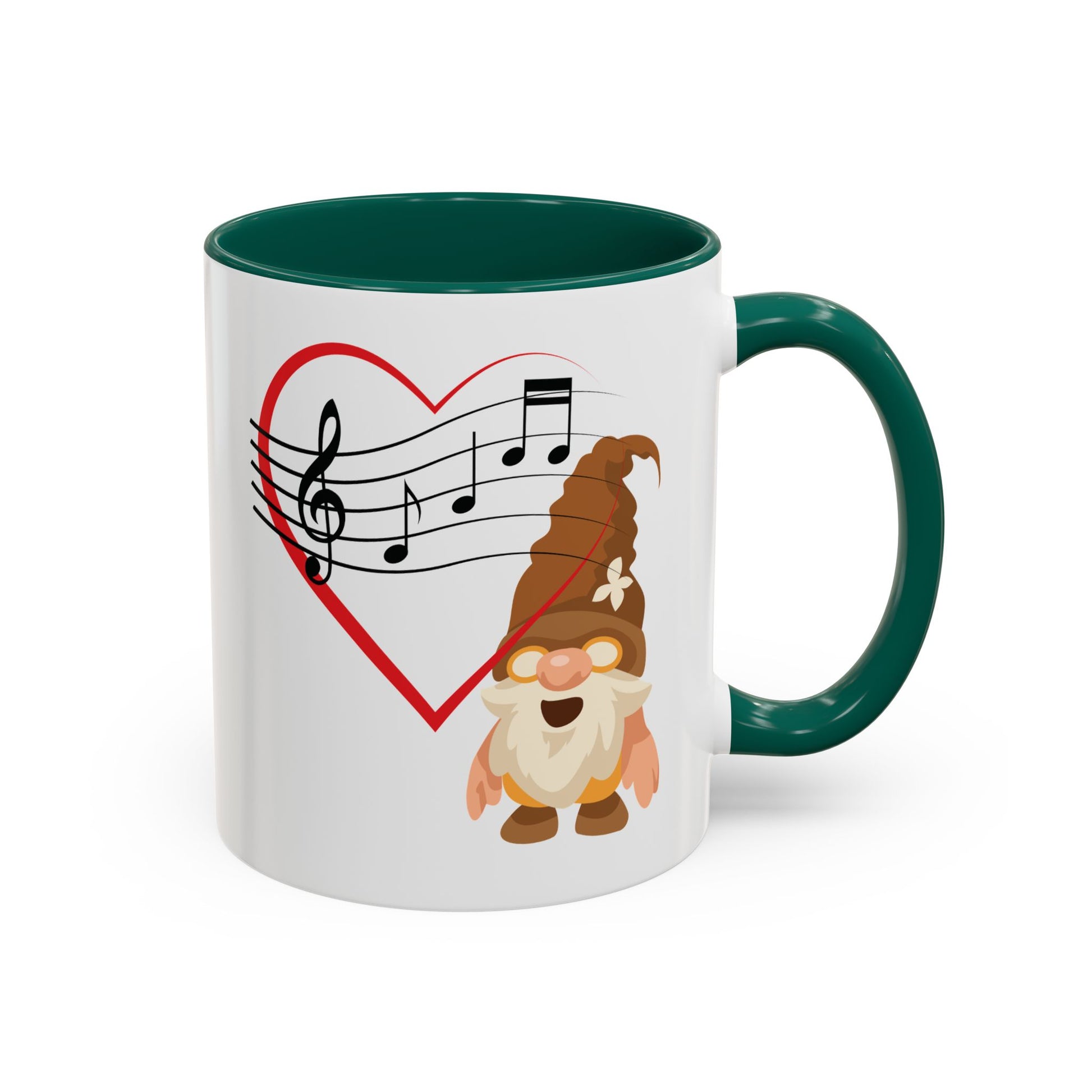 Melodious gnome heartbeat green mug next to a pair of professional headphones