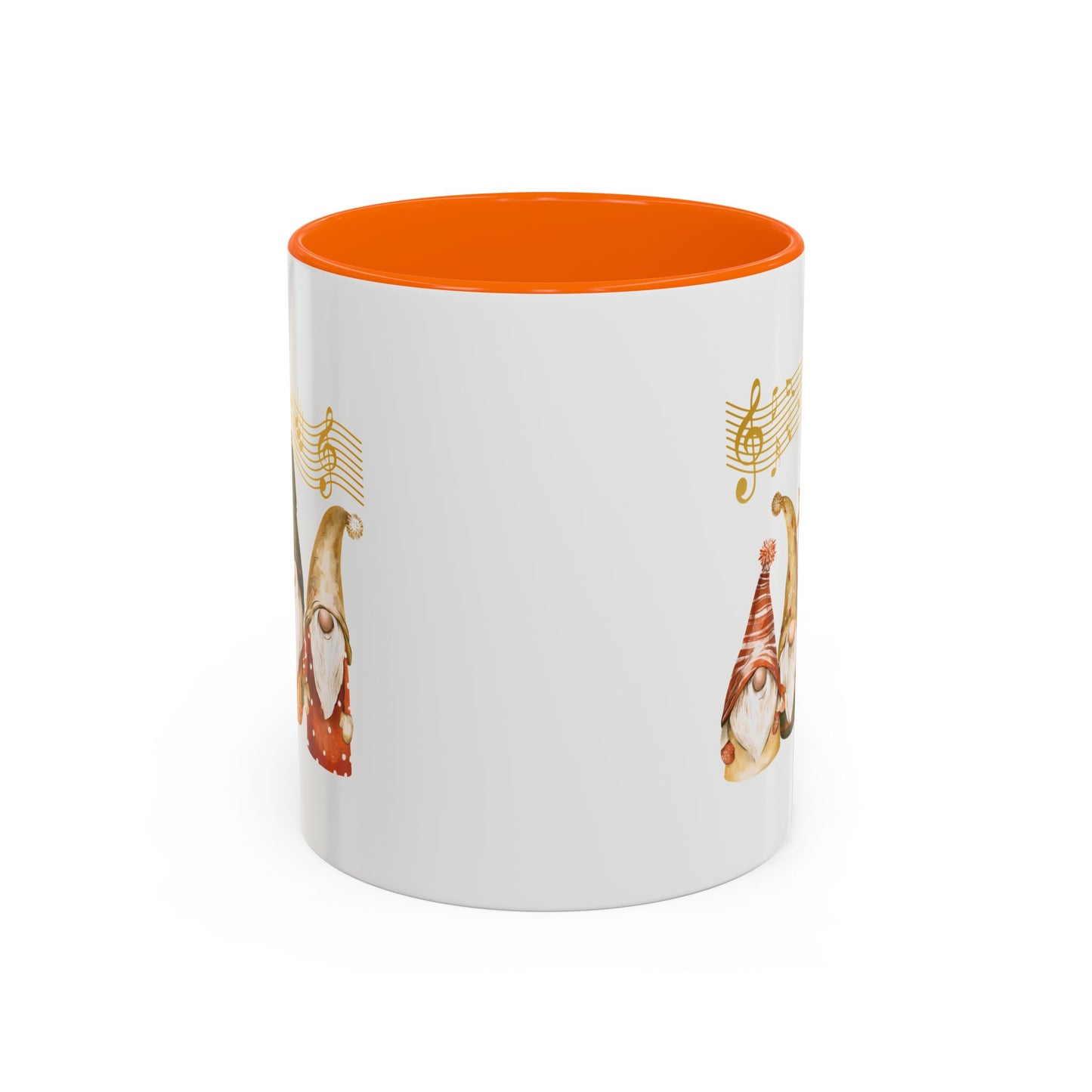 Musical Gnome Coffee Mug Orange ceramic for music lovers gnome whispers collection.