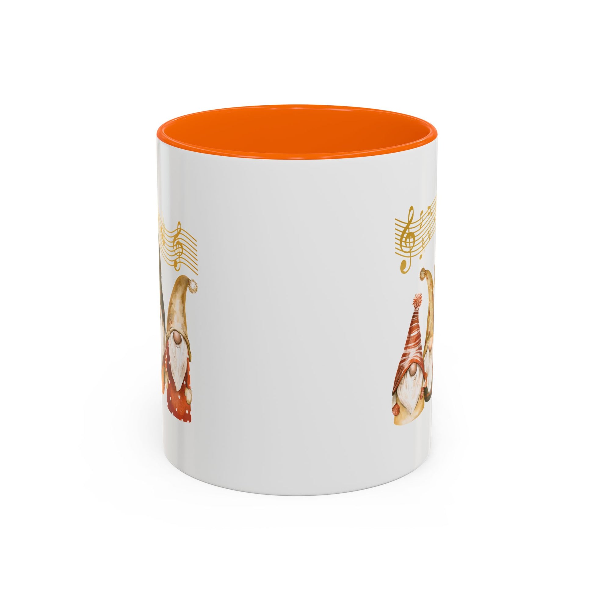 Musical Gnome Coffee Mug Orange ceramic for music lovers gnome whispers collection.