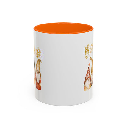 Musical Gnome Coffee Mug Orange ceramic for music lovers gnome whispers collection.