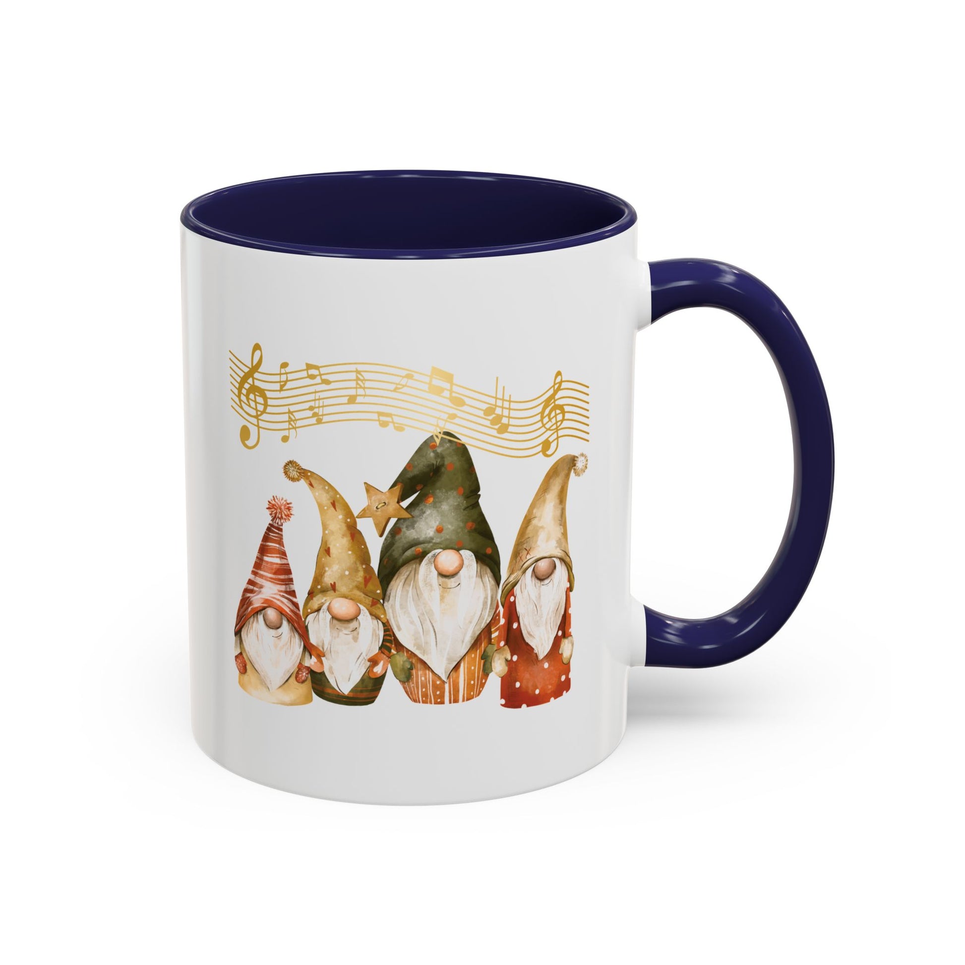 Musical Gnome Coffee Mug Navyceramic for music lovers gnome whispers collection.