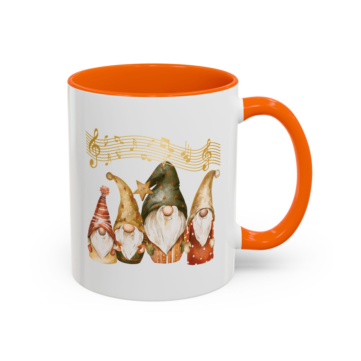Musical Gnome Coffee Mug Orange ceramic for music lovers gnome whispers collection.