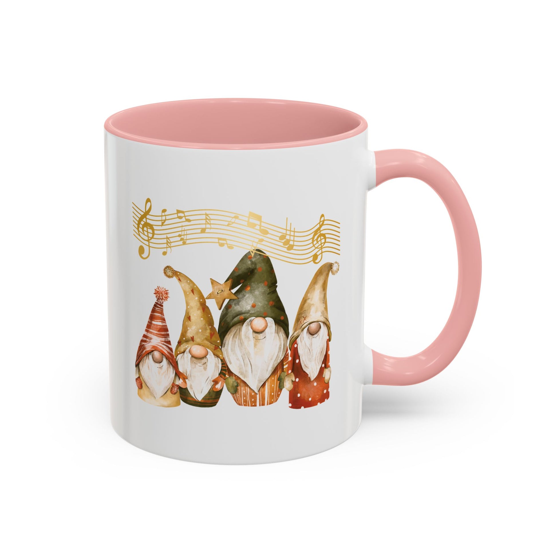 Musical Gnome Coffee Mug Pink ceramic for music lovers gnome whispers collection.