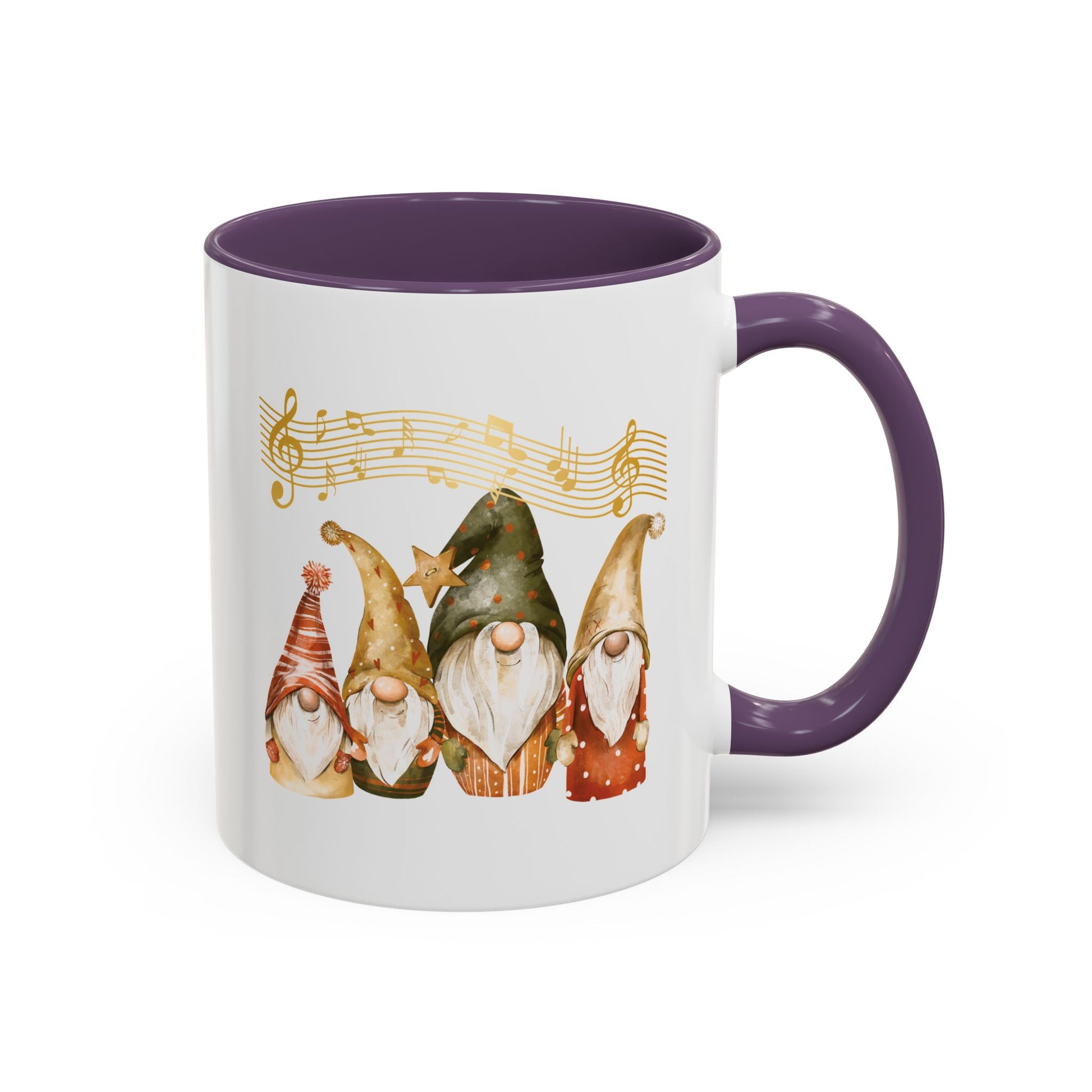 Musical Gnome Coffee Mug Purple ceramic for music lovers gnome whispers collection.