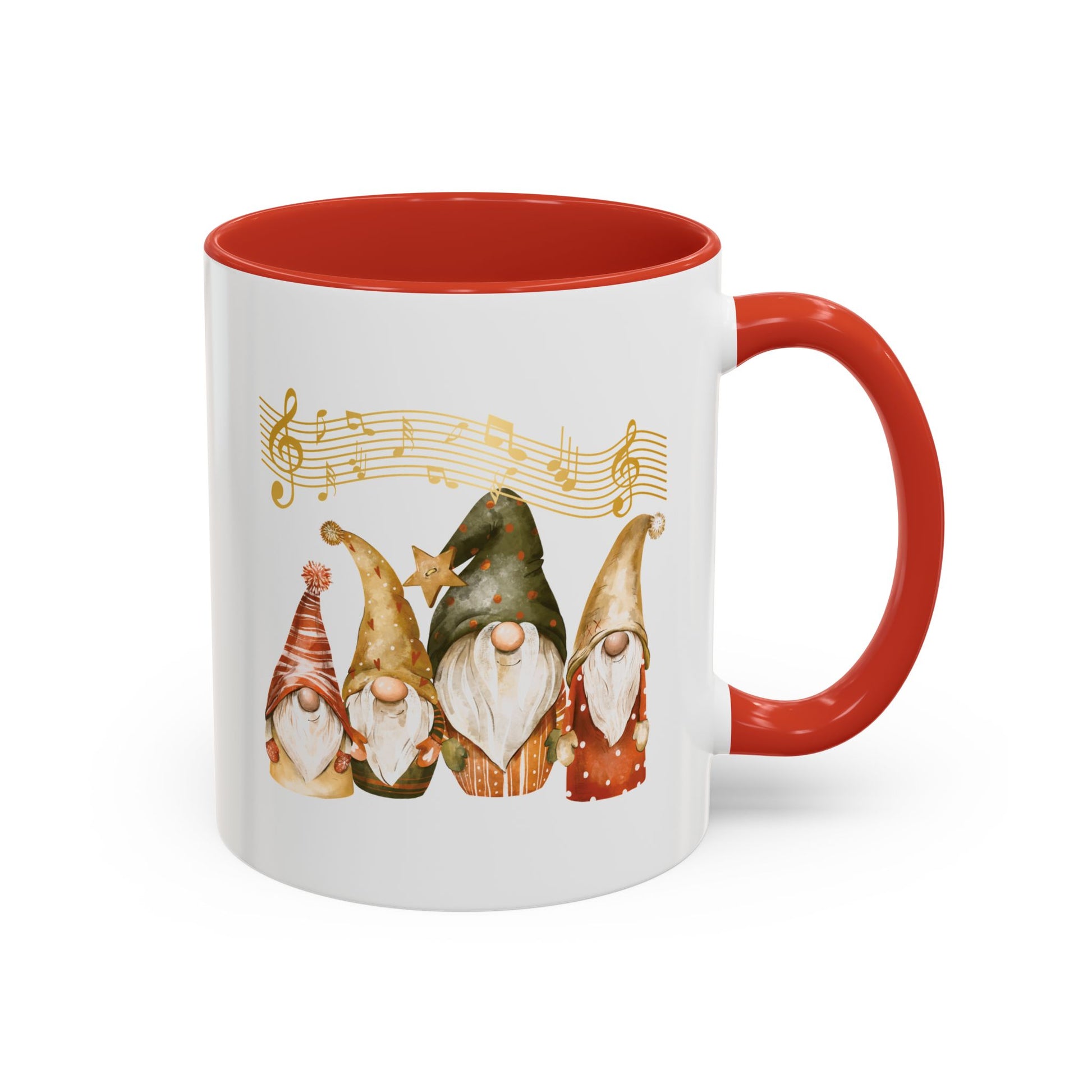 Musical Gnome Coffee Mug Red ceramic for music lovers gnome whispers collection.