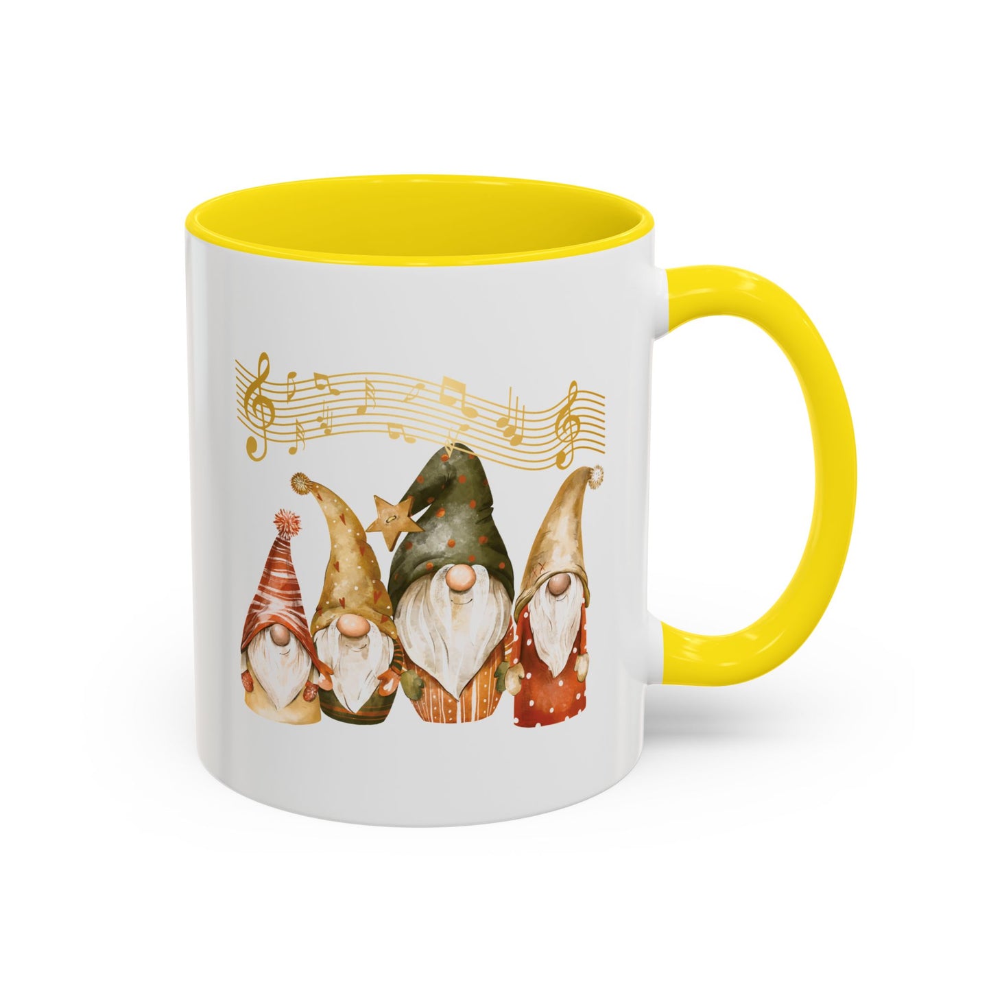 Musical Gnome Coffee Mug yellow ceramic for music lovers gnome whispers collection.