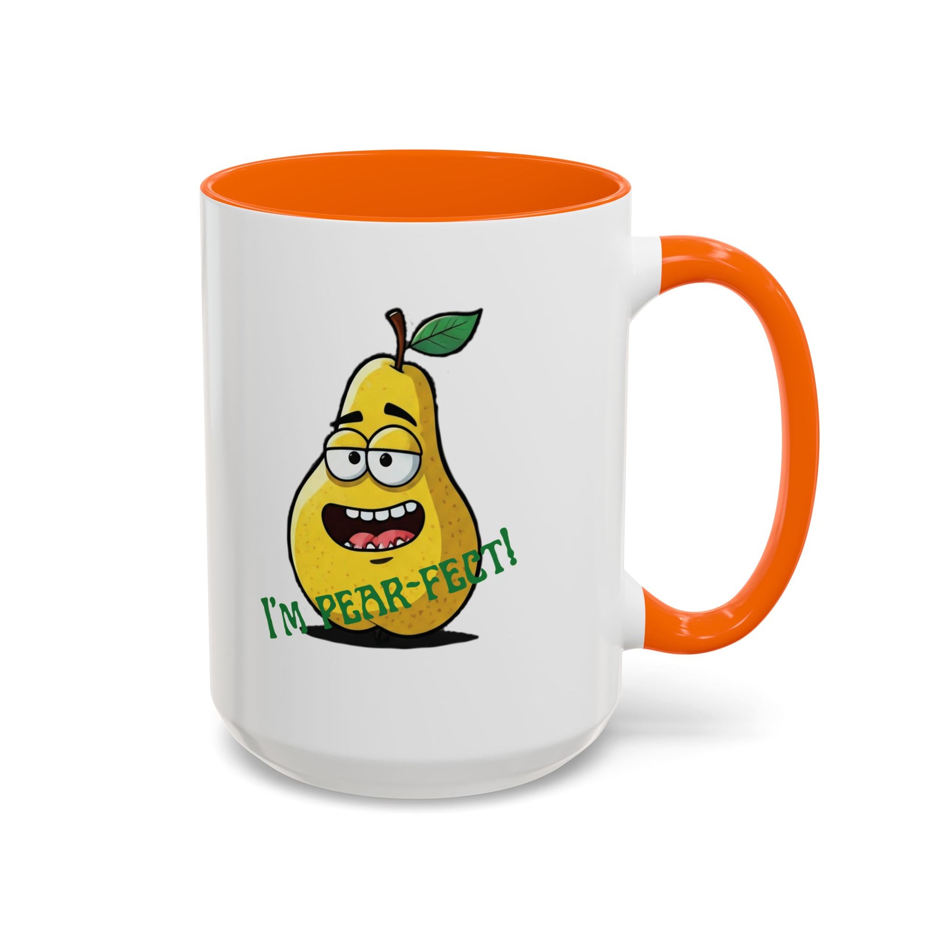 Funny Pear Mug - Ceramic Coffee Cup with Cute Design - Unique Gift Idea 15oz Orange