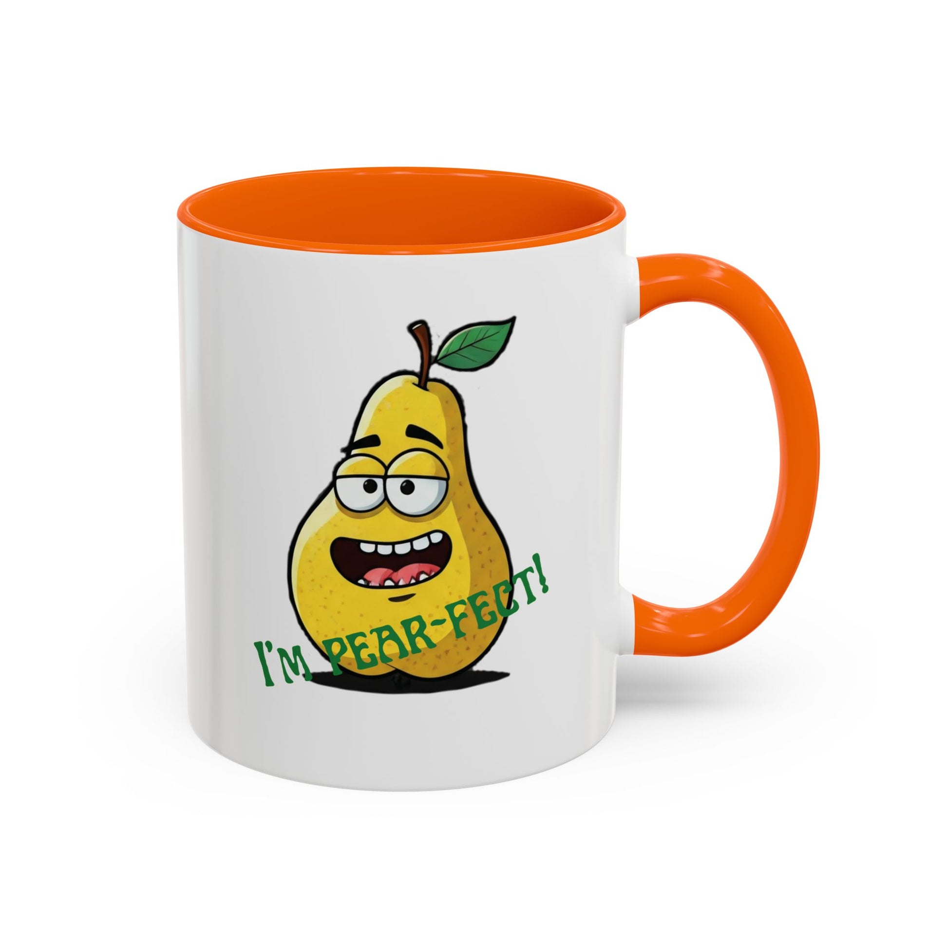 Funny Pear Mug - Ceramic Coffee Cup with Cute Design - Unique Gift Idea 11oz Orange
