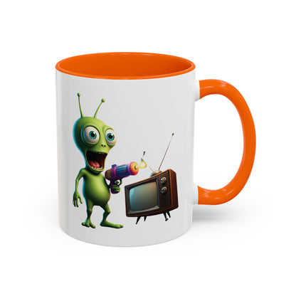 Alien tv zapping orange colored inside mug