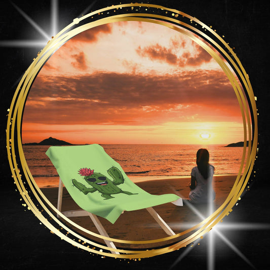 "Cactus with Sunglasses" Beach Towel: Fun & Soft for Nature Lovers