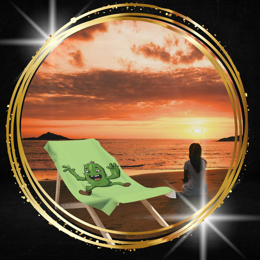 "Happy Jumping Cactus" Beach Towel: Fun, Soft & Eco-Friendly for Your Adventures!