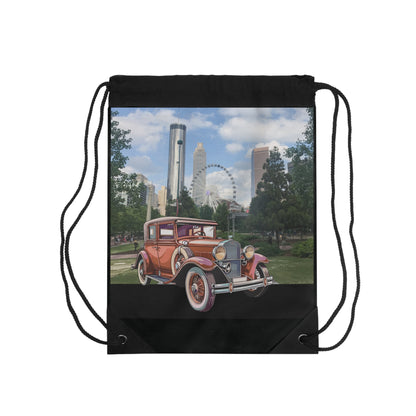 Ford Atlanta Skyliner Drawstring Bag: Vintage Car Art, 1930s Cinema Charm & Everyday Adventure