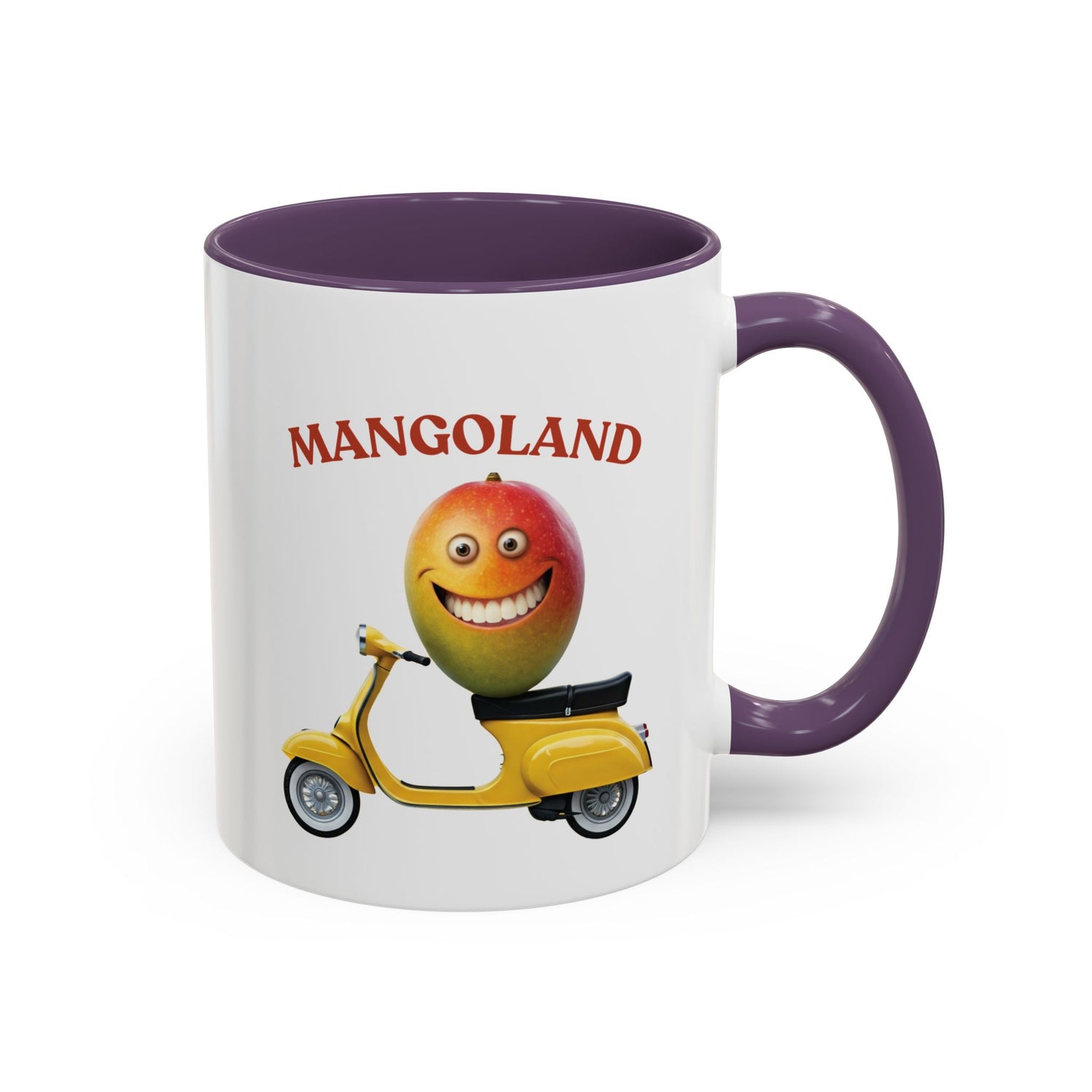 Mango on a Scooter Mug - Fun Tropical Coffee Cup 11oz Purple