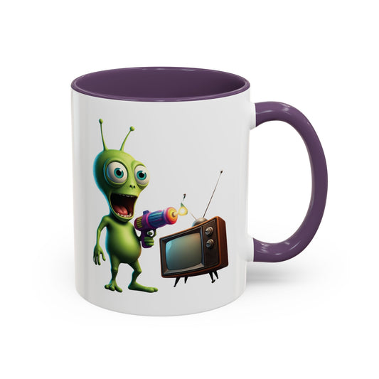 Alien tv zapping purple colored inside mug