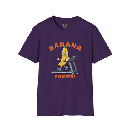 Banana Power t-shirt: Funny Fruit Workout Tee Purple