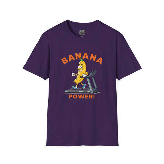 Banana Power t-shirt: Funny Fruit Workout Tee Purple