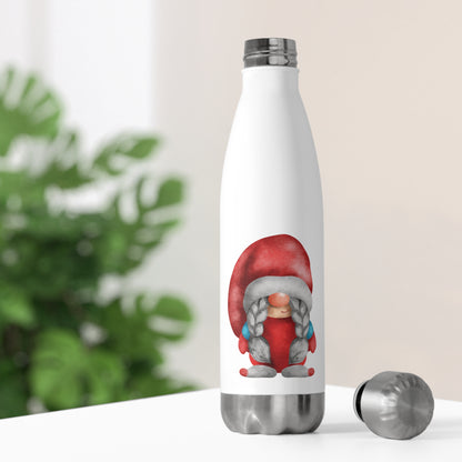 Melodious Charm: Red Gnome with Braids Insulated Water Bottle! 20oz