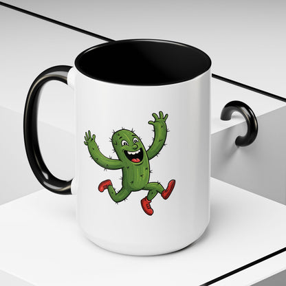 Cactus Mania Running Cactus Mug - Fun & Eco-Friendly Ceramic Coffee Cup 15oz Black