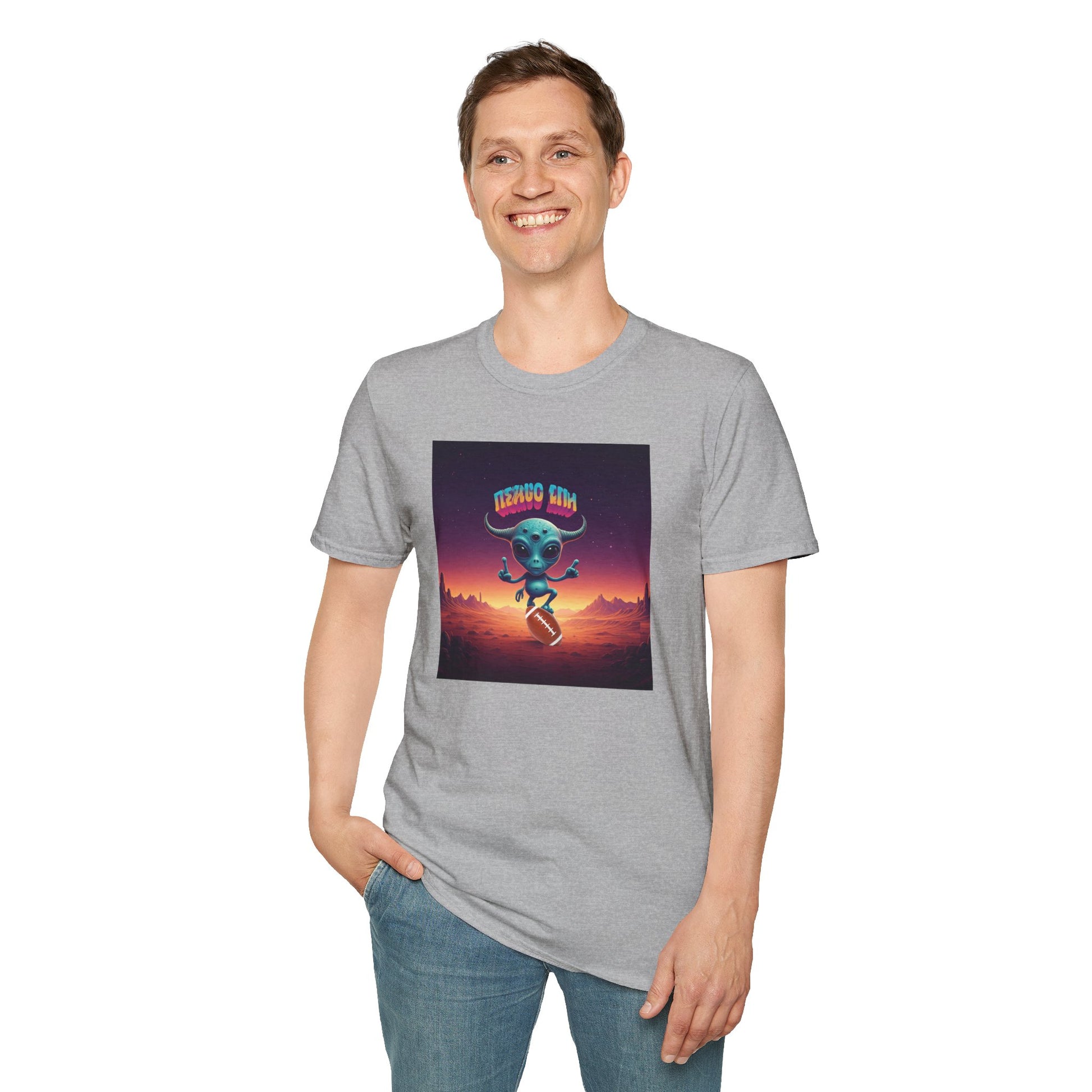 Alien football player unisex t-shirt, man mockup