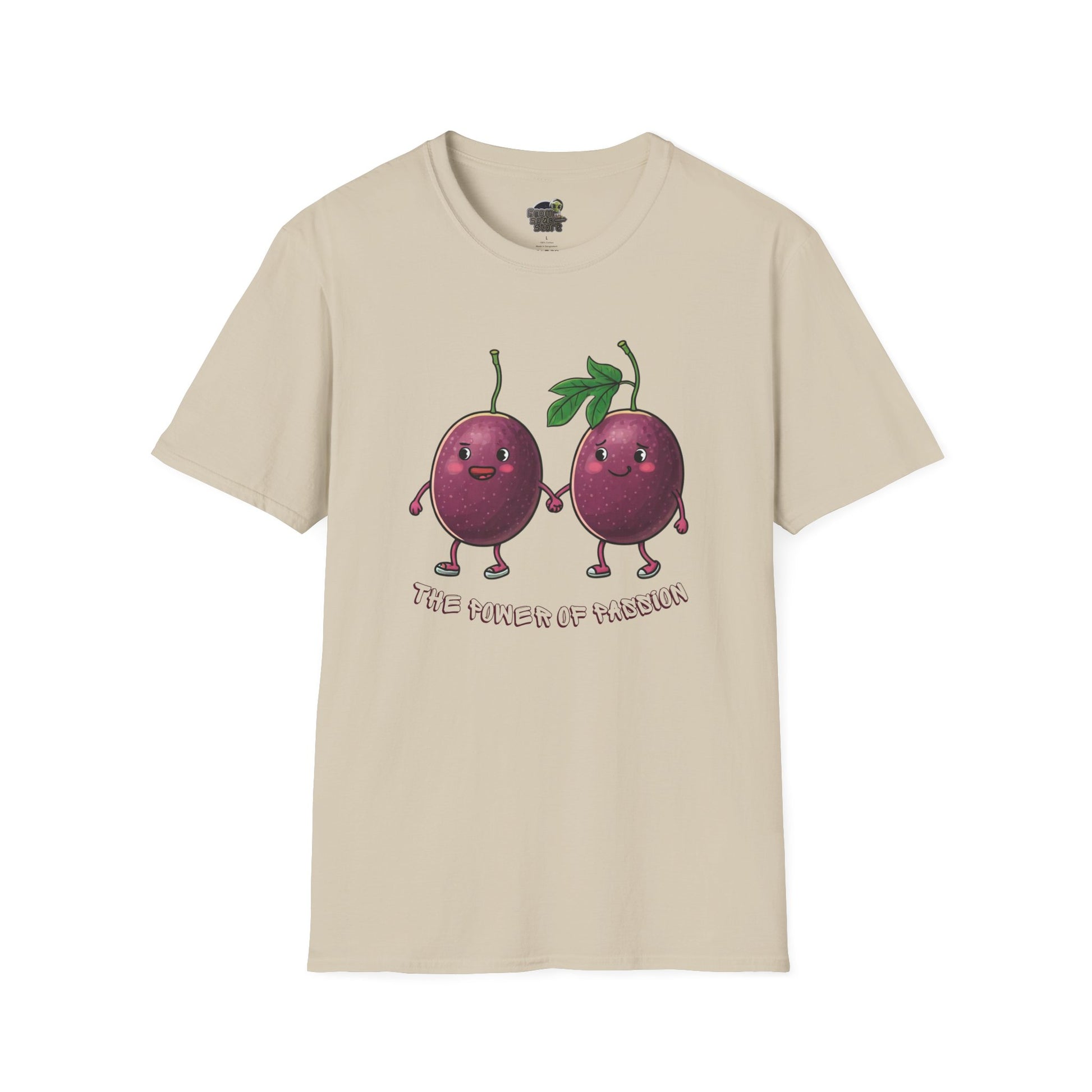 Power of Passion t-shirt: Funny Passion Fruit Love Tee Sand Cotton