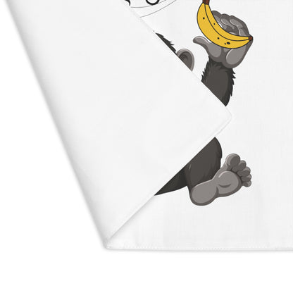 Serious Cool Vibe Christmas Placemat on a dark kitchen table with teacup. Bold US dining mat for those tired of boring reds and greens.