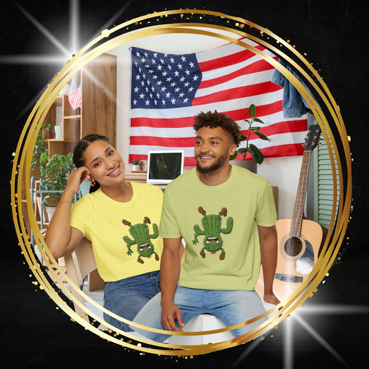 Shocked Cactus T-Shirt: Funky Upside-Down Cactus Tee | Organic Cotton Unisex Graphic Shirt