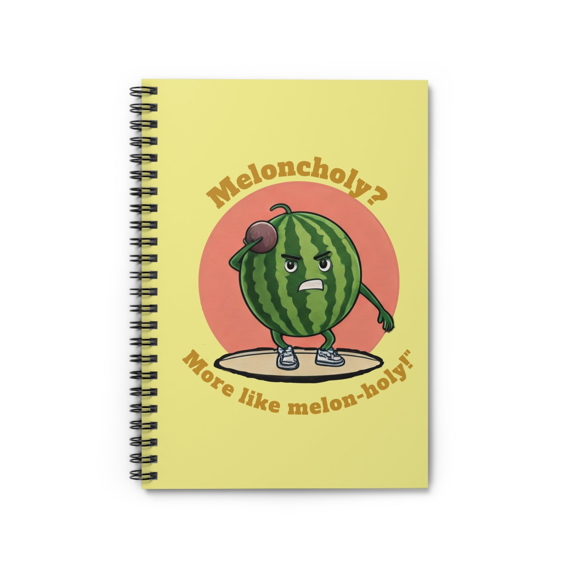 Spiral book featuring an Athletic watermelon, Yellow theme book, melon holy