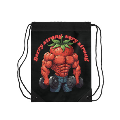 Berry Strong! Muscular Strawberry Drawstring Bag - Fun & Durable for All Adventures