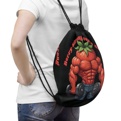 Berry Strong! Muscular Strawberry Drawstring Bag - Fun & Durable for All Adventures