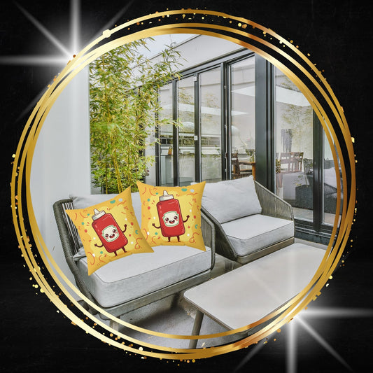 The Crimson Splash – Happy Ketchup Throw Pillow
