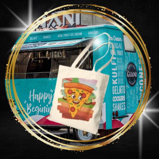 The Cheesy Charmer – Happy Pizza Slice Street Tote
