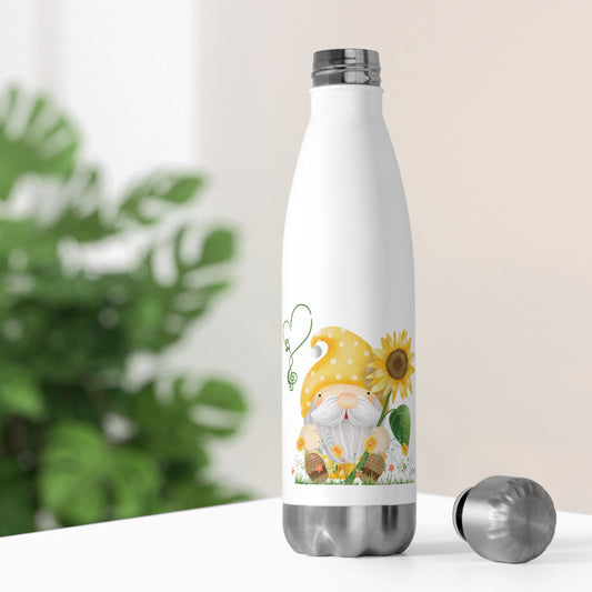 Sunny Hydration: Gnome with Sunflower Insulated Water Bottle! 20oz