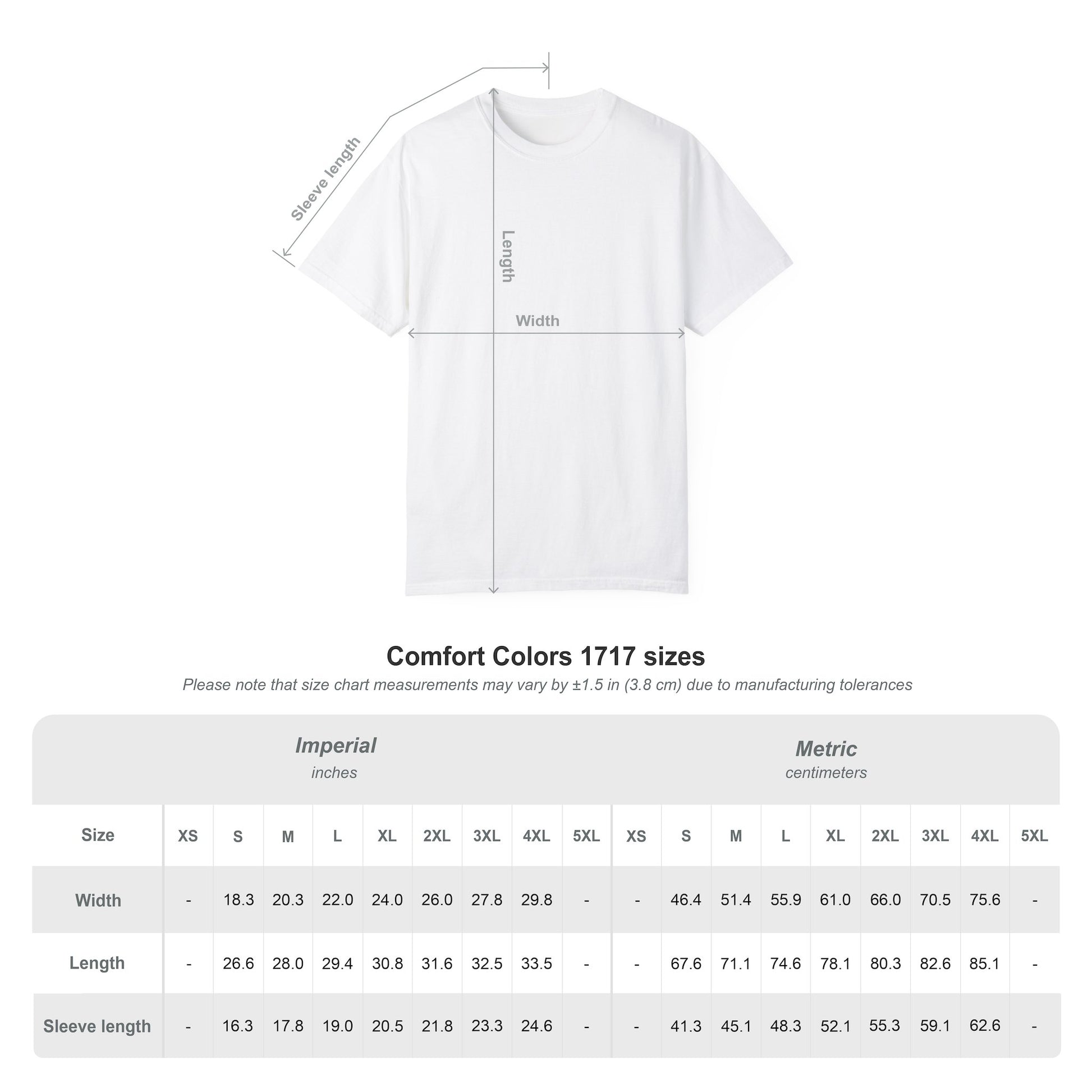 T-shirt metal skeleton fluo size chart