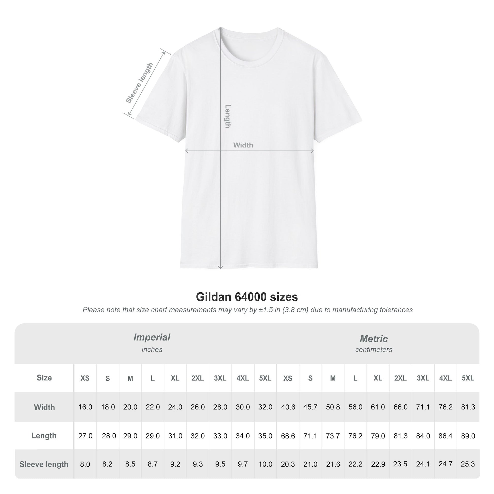 T-shirt street food size chart