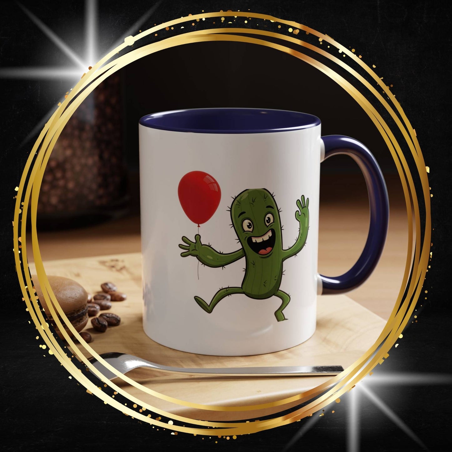 Cactus Mania Happy Cactus with Balloon Mug - Fun Ceramic Coffee Cup for All