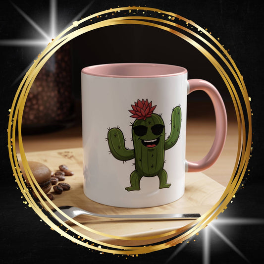 Cactus Mania Funny Cactus Mug with Sunglasses - Happy Ceramic Coffee Cup