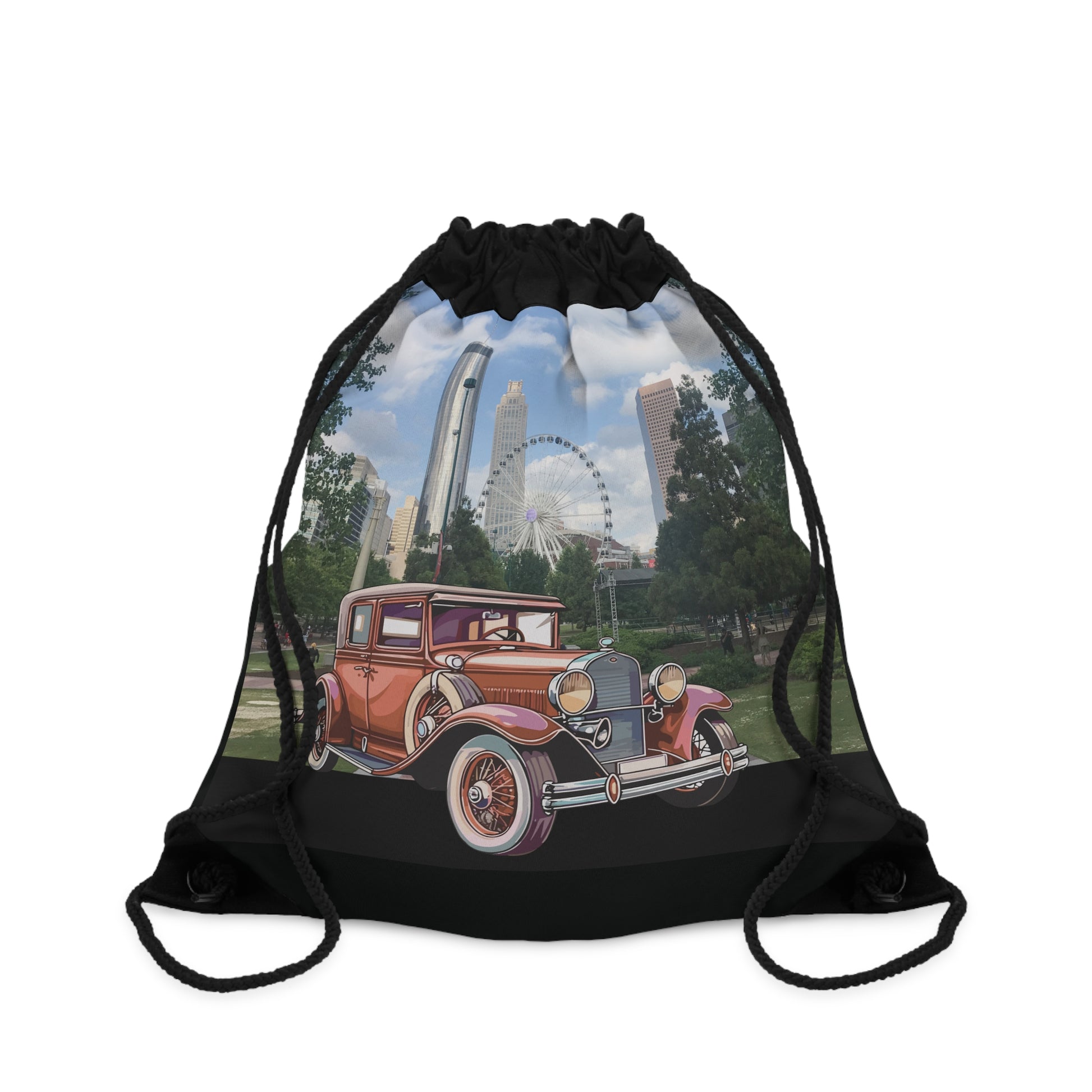 Ford Atlanta Skyliner Drawstring Bag: Vintage Car Art, 1930s Cinema Charm & Everyday Adventure One size
