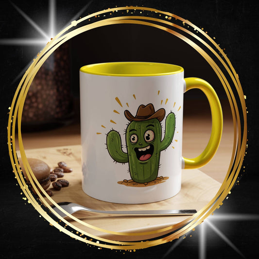 Cactus Mania Cowboy Cactus Mug - Fun & Durable Ceramic Cup for Cactus Lovers