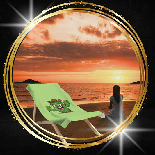 Beach Towel Cactus Cowboy – Funny & Unique Summer Essential | Lightweight & Soft Beach Towel