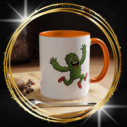 Running Cactus Ceramic Mug - Fun Desert Aesthetic Coffee Cup