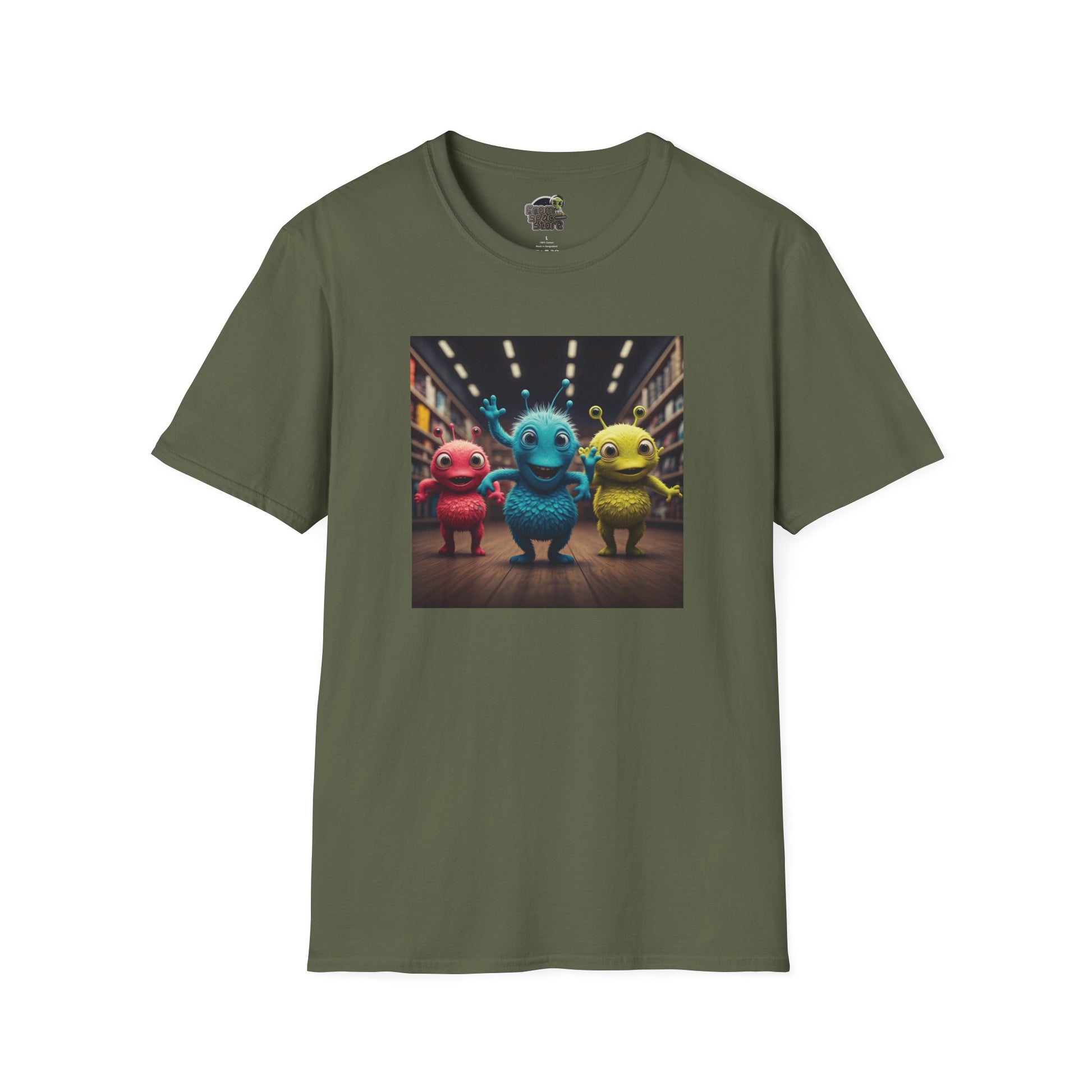  Alien dancer on a military T-shirt: funny and unique design
