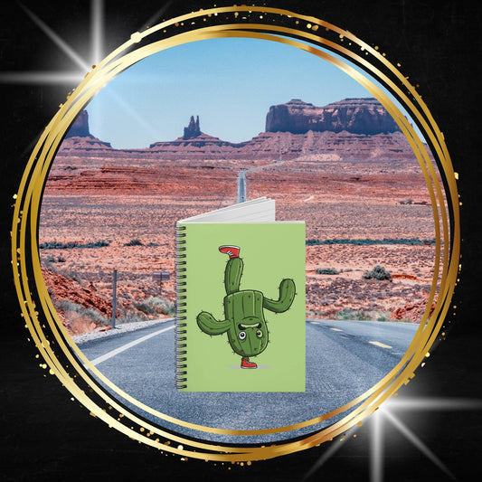 Prickly Situation! Funny Cactus on Foot Spiral Notebook | Stressed Mood Gift